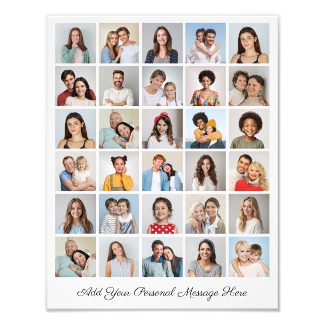 30 Photo Collage Add A Greeting Photo Enlargement Print (Front)