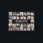 30 Photo Collage Grid - 2 Text boxes - black white Canvas Print<br><div class="desc">Use 30 SQUARE photos to create a personal photo collage. This modern, clean layout includes 2 text blocks - 1 in a trendy script and 1 in a san serif font to add a family name or a name. The background colour can be changed in the customise area. ***For best...</div>