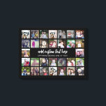30 Photo Collage Grid - 2 Text boxes - black white Canvas Print<br><div class="desc">Use 30 SQUARE photos to create a personal photo collage. This modern, clean layout includes 2 text blocks - 1 in a trendy script and 1 in a san serif font to add a family name or a name. The background colour can be changed in the customise area. ***For best...</div>