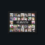 30 Photo Collage Grid - 2 Text boxes - black white Canvas Print<br><div class="desc">Use 30 SQUARE photos to create a personal photo collage. This modern, clean layout includes 2 text blocks - 1 in a trendy script and 1 in a san serif font to add a family name or a name. The background colour can be changed in the customise area. ***For best...</div>