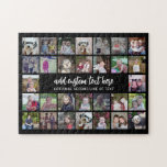 30 Photo Collage Grid - 2 Text boxes - black white Jigsaw Puzzle<br><div class="desc">Use 30 SQUARE photos to create a personal photo collage. This modern, clean layout includes 2 text blocks - 1 in a trendy script and 1 in a san serif font to add a family name or a name. The background colour can be changed in the customise area. ***For best...</div>