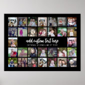 30 Photo Collage Grid - 2 Text boxes - black white Poster (Front)