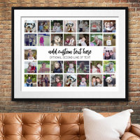 30 Photo Collage Grid - 2 Text boxes - black white