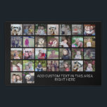 30 Photo Collage Grid - Text box - black white Faux Canvas Print<br><div class="desc">Use 30 SQUARE photos to create a personal photo collage. This modern, clean layout includes a text block in a san serif font to add a family name or a name. The background colour can be changed in the customise area. ***For best results for this multi photo layout - crop...</div>