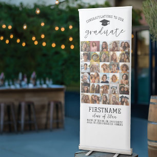 30 Photo - Graduation Modern Minimal White Retractable Banner