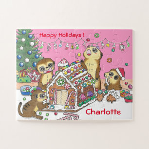 30 pieces Personalise Meerkats Jigsaw Puzzle pink