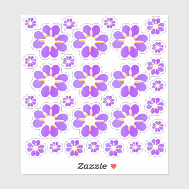 30 Purple Flower Stickers (Sheet)
