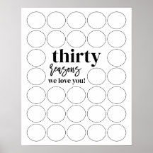 30 Reasons We Love You Birthday Fill In