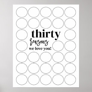 30 Reasons We Love You Birthday Fill In Poster