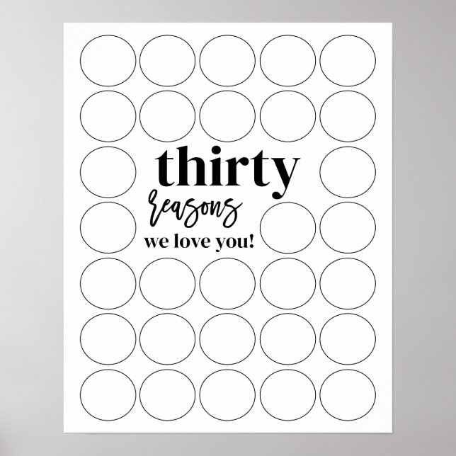 30 Reasons We Love You Birthday Fill In Poster (Front)
