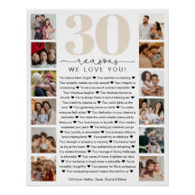 30 Reasons We Love You Birthday Keepsake Gift