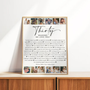 30 Reasons We Love You Birthday Photo Collage Poster