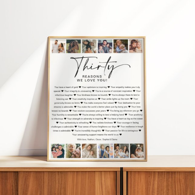 30 Reasons We Love You Birthday Photo Collage Poster (Creator Uploaded)