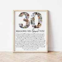 30 Reasons We Love You Photo Collage Keepsake Gift
