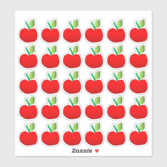 30 Red Apples Stickers (Sheet)
