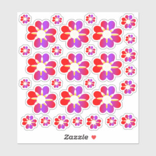30 Red Flower Stickers