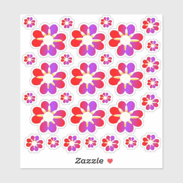 30 Red Flower Stickers (Sheet)