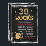 30 Rocks Rockstar Guitar 30th Birthday Invitation<br><div class="desc">30 Rocks Rockstar Electric Guitar Metal Metallic Silver Glitter Surprise 30th Birthday Invitation</div>