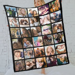 30 Square Photo Collage Template Fleece Blanket<br><div class="desc">Personalised photo fleecy blanket gift featuring a black background that can be changed to any colour,  and a 30 square photo template for you to customise to your own.</div>