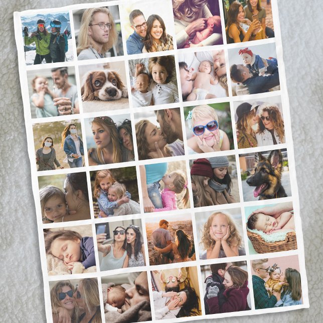 30 Square Photo Collage White Fleece Blanket (Creator Uploaded)