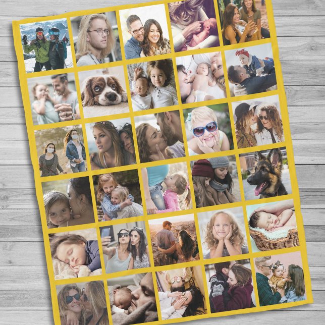 30 Square Photo Collage Yellow Fleece Blanket (Creator Uploaded)