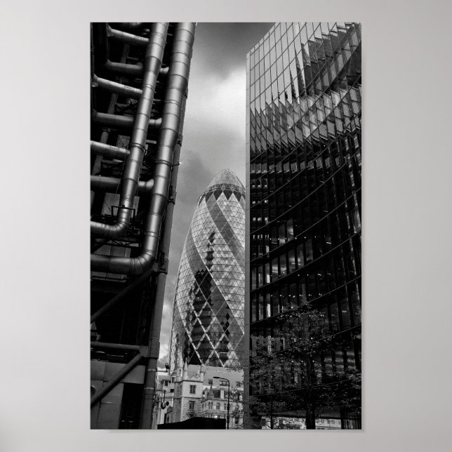 30 St Mary Axe The Gherkin Lloyds and Willis Poster (Front)