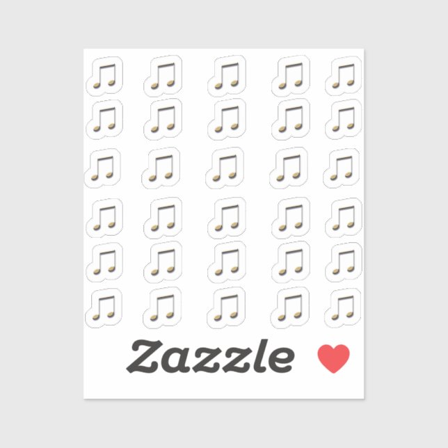 30-Stickers Metallic Gold 3D Music Double Notes  (Sheet)