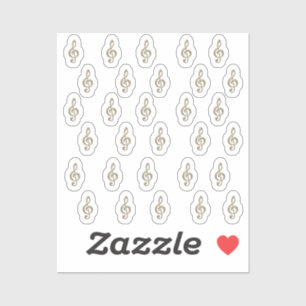 30-Stickers Metallic Gold 3D Music Treble Clefs 