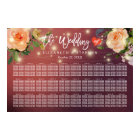 30 Table Burgundy Red Floral Wedding Seating Chart