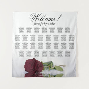 30 Table Burgundy Rose Large Format Seating Chart Tapestry