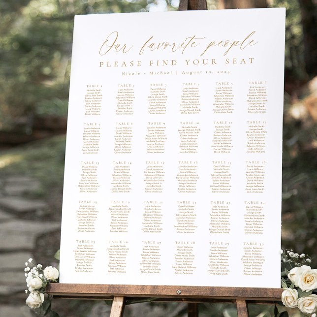 30 Tables Our Favourite People Seating Chart (Creator Uploaded)
