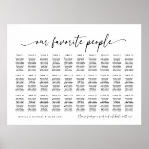30 Tables Our Favourite People Seating Chart Plan