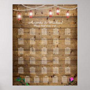 30 Tables Rustic Lantern Lights Seating Poster