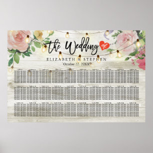 30+ Tables Wood Floral String Lights Seating Chart
