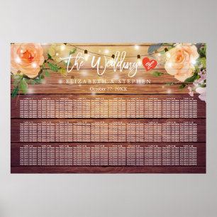 30+ Tables Wood Floral String Lights Seating Chart