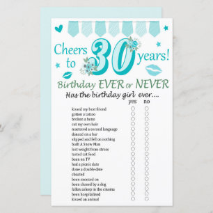 30 th Birthday Ever or Never Game