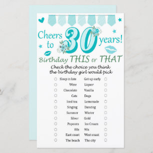 30 th Birthday This or That Game