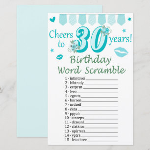 30 th Birthday Word Scramble Game