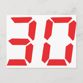 30 thirty red alarm clock digital number postcard