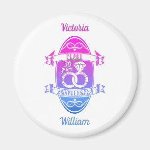 30 traditional pearl 30th  wedding anniversary magnet