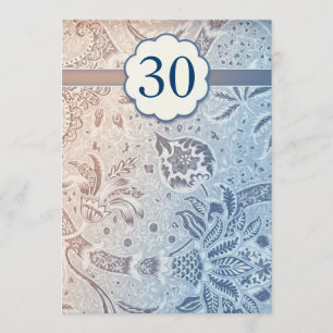30 wedding anniversary blue elegant invitations