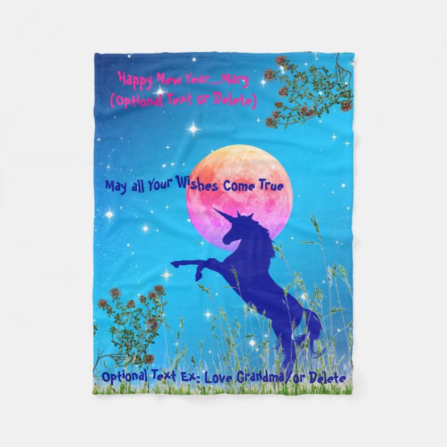 30"x40" Moonlight Unicorn Fleece Blanket (Front)