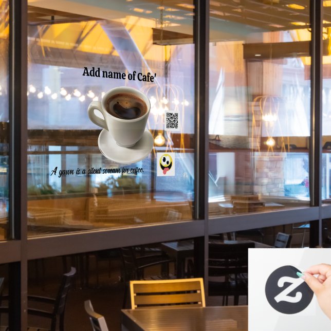 30" x 20" Coffee Cafe Window Cling (Restaurant Window)