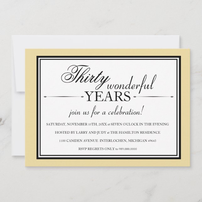 30 Year Anniversary Party Invitation (Front)
