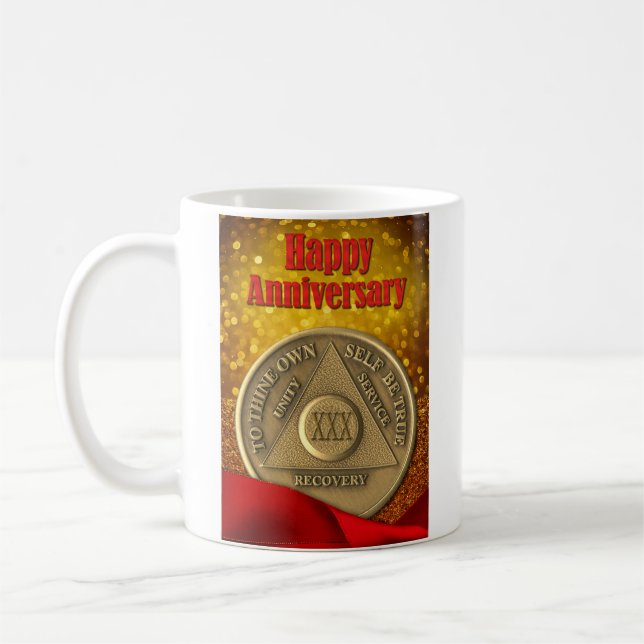 30 Year CUSTOM NAME AA Coin Glitter Coffee Mug (Left)