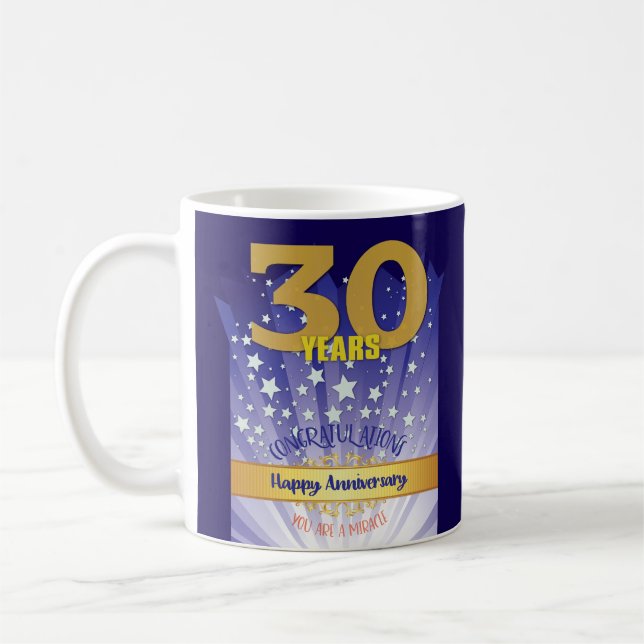 30 Year CUSTOM Recovery Anniversary Bold Numeral Coffee Mug (Left)