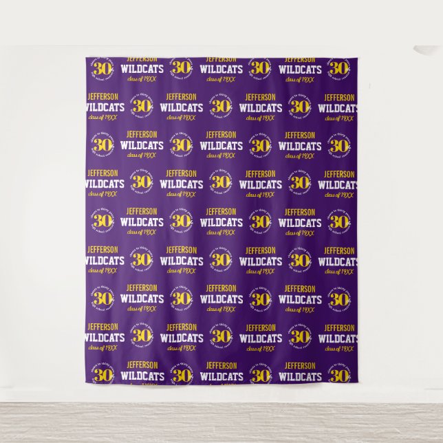 30 Year High School Reunion Step Repeat Backdrop Tapestry (Front)