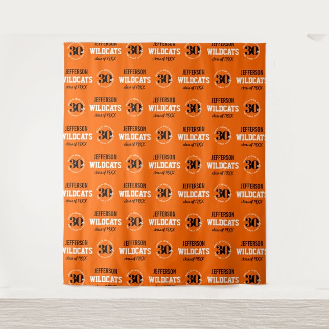 30 Year High School Reunion Step Repeat Backdrop Tapestry (Front)