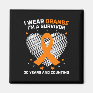 30 Year Leukaemia Survivor Gifts Orange Cancer Fre Magnet