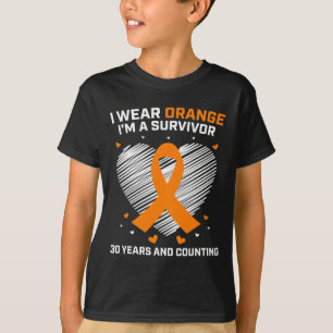 30 Year Leukaemia Survivor Gifts Orange Cancer Fre T-Shirt